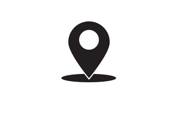 Poster - route location icon. two pins, blue pin, red pointer and dashed line as concept of travel map naviga