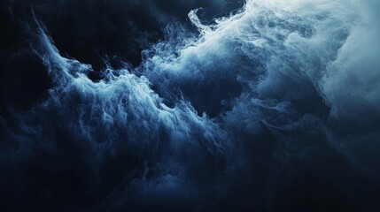 Fototapete - Dramatic Dark Blue Abstract Clouds and Waves in a Mysterious Setting