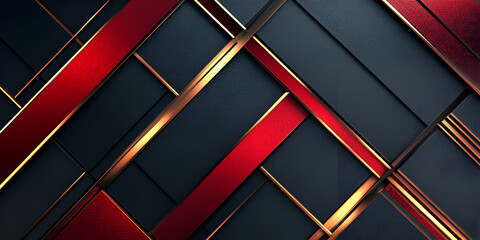 Poster - Red Gold Geometric Abstract Background 