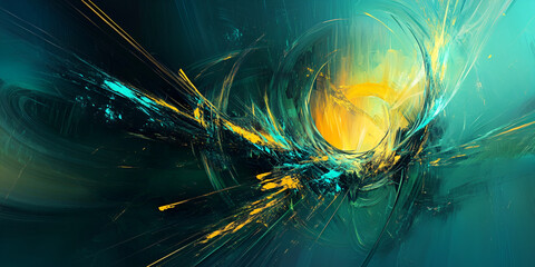 Canvas Print - Abstract Teal and Gold Vortex 