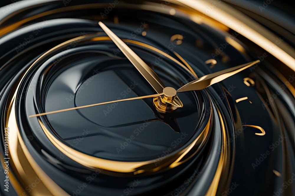 Dynamic edges abstract clock asymmetrical design black and gold finish ...