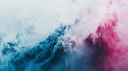 Poster - Abstract Ocean Waves in Blue and Pink Hues Creating Stunning Visuals