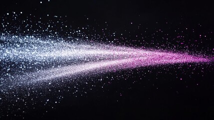 Poster - Colorful Glitter Spray in Motion Against Dark Background