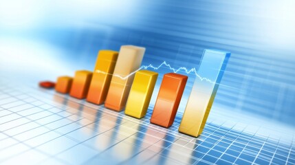 Leinwandbilder - Dynamic Growth Chart with Colorful Bars and Line Graph Representation
