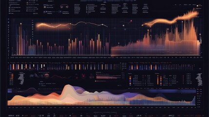 Aufkleber - Data Visualization Chart with Graphs and Metrics in Dark Theme