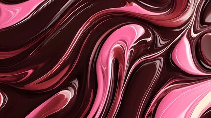Poster - A captivating abstract background featuring flowing swirls of dark chocolate and vibrant pink, creating a visually striking and dynamic design perfect for various creative projects