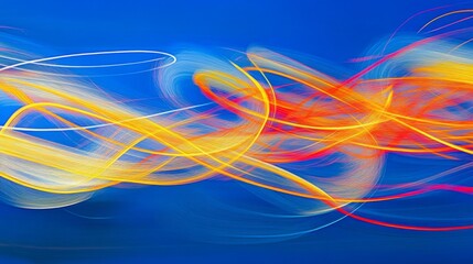 Poster - Vibrant Swirls of Light on a Deep Blue Background for Artistic Use