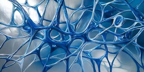 Poster - abstract neural network: intricate web of glowing blue nodes and connections, resembling a complex n