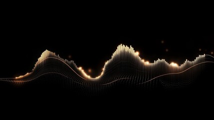 Aufkleber - Abstract Audio Waveform with Light Effects on Black Background