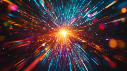 Poster - Vibrant Abstract Burst of Light and Color in Digital Space