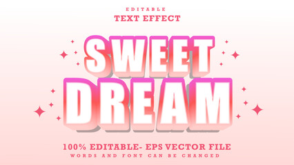 Fototapete - 3d Minimal Word Sweet Dream Editable Text Effect Design, Effect Saved In Graphic Style