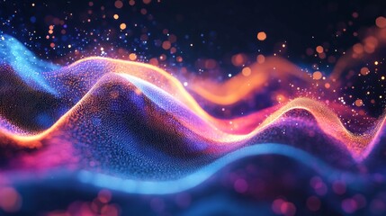 Poster - abstract colorful wave pattern with bokeh lights and glowing effects