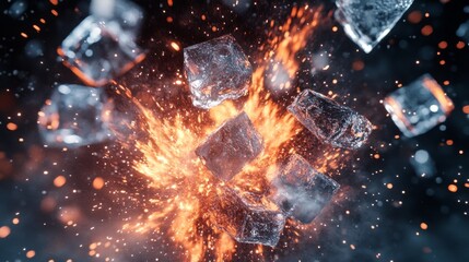 Poster - Explosive Interaction of Ice and Fire with Rocks and Sparks