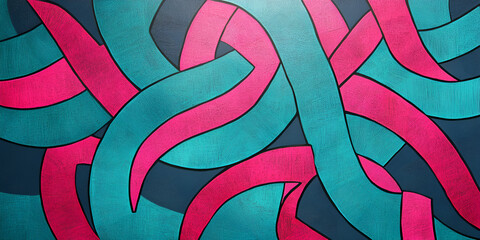 Poster - Abstract Swirls:  Vibrant pink and turquoise lines intertwine in a mesmerizing, abstract design. The swirling pattern creates a sense of movement and energy.  