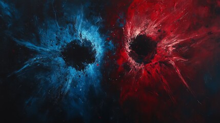 Fototapete - Dynamic Abstract Art in Blue and Red Colors with Explosive Effects
