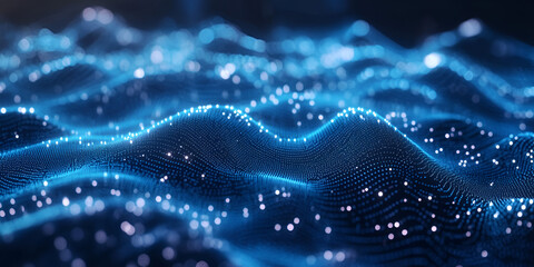 Poster - abstract blue data waves