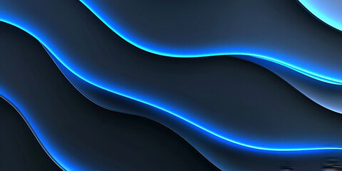 Poster - Abstract Blue Neon Waves 