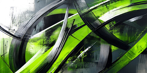 Poster - abstract lime green graffiti art