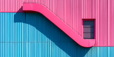 Poster - pink and blue architectural staircase