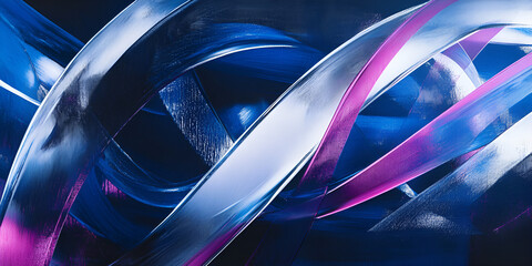 Poster - abstract metallic tapestry: a captivating abstract composition of swirling, metallic ribbons in rich