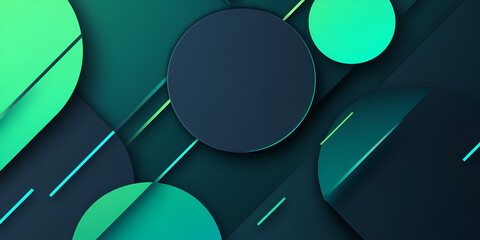 Poster - Abstract Green and Blue Geometric Shapes Background 