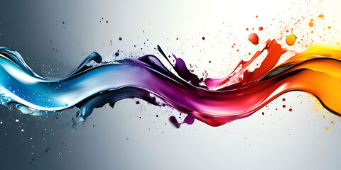 Poster - Liquid Rainbow: Abstract art of vibrant, flowing colors creating a dynamic and energetic composition. Perfect for projects needing a splash of creativity. 