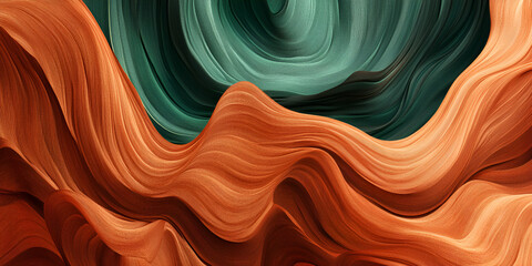 Poster - Abstract Fluid Art: Swirling Terracotta and Teal Hues 