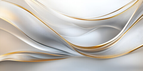 Poster - golden waves abstract: elegant, flowing lines of gold and silver create a luxurious and sophisticate