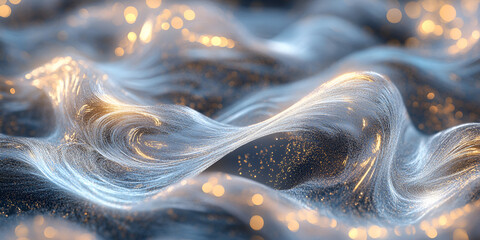Poster - Abstract Liquid Gold:  A mesmerizing abstract  image of liquid gold, swirling and flowing, creating a captivating and ethereal effect.  The image has a luxurious and elegant feel, with soft.