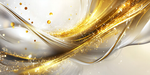 Poster - abstract golden swirls: a mesmerizing abstract background with flowing golden lines and shimmering p