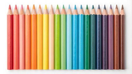 Poster - A row of colored pencils with the colors green, blue, yellow, orange, and purple
