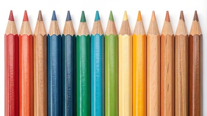 Poster - A row of colored pencils with the green one in the middle