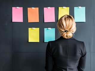 Poster - Strategic planning session office space document organization professional environment overhead view business development goals