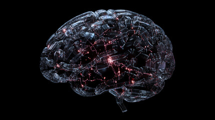 Poster - digital brain with circuit and ai cocept. 3d rendering.