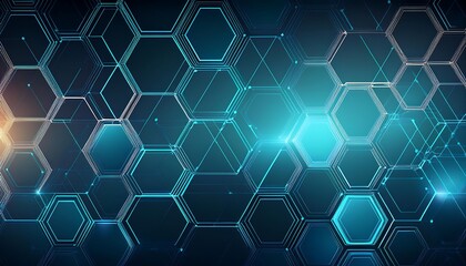 Aufkleber - Abstract hexagonal pattern with glowing elements.