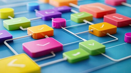 Poster - Colorful Flowchart With Vibrant Shapes and Connecting Lines