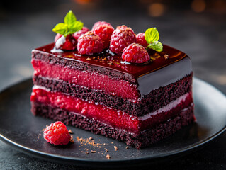 a luxurious dark chocolate raspberry torte fe