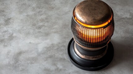 Aufkleber - vintage-style heater with warm glow on a textured gray surface