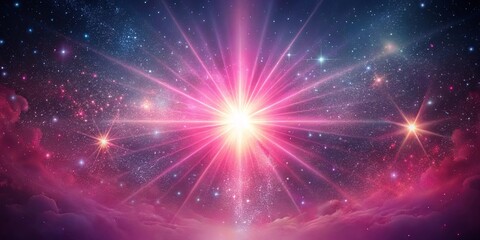Wall Mural - cosmic radiance a celestial burst of light illuminates a field of sparkling stars and delicate cloud