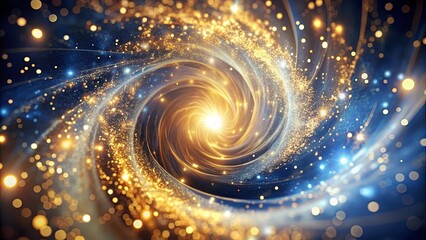 Wall Mural - a swirling vortex of golden dust and radiant light, a cosmic tapestry woven with celestial energy