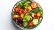 © phy - A fresh salad with colorful vegetables and greens, arranged in a bowl, viewed from above