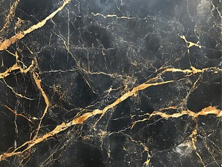 Poster - Black marble texture with gold veins.