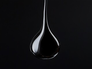 Poster - Close-up of a single, glistening black drop against a dark background.