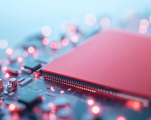 Poster - Futuristic Desktop Setup with Advanced Memory Solutions and Festive Glowing Accents for Holiday Inspiration