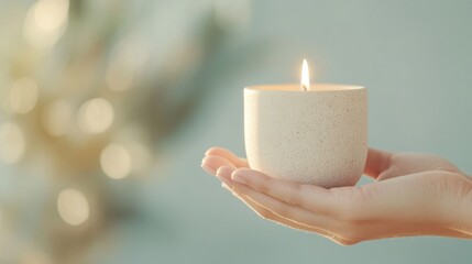 Poster - Warm Glow of Candlelight in Solstice Ceremony During Golden Hour