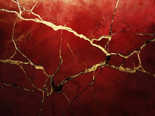 Poster - Red marble texture with gold veins. (1)