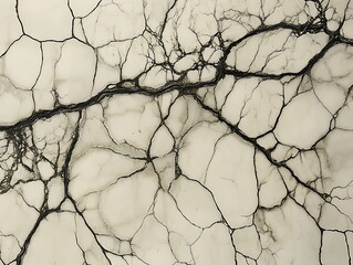 Poster - Abstract cracked beige surface with black veins.