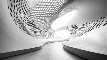 Poster - Abstract architectural design creating a dynamic pathway in a luminous space