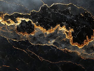 Poster - Black marble texture with gold veins.