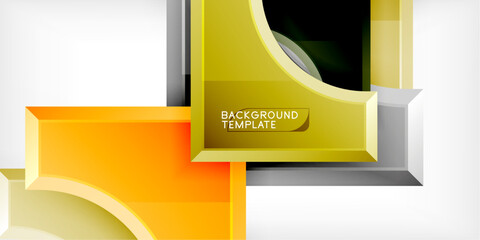 Poster - Square, arrow shapes with round elements Vector Illustration For Wallpaper, Banner, Background, Card, Book Illustration, landing page